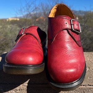 🏴󠁧󠁢󠁥󠁮󠁧󠁿 MIE Dr. Martens Vintage Red 90’s Monk Strap Buckle Loafers UK 5
